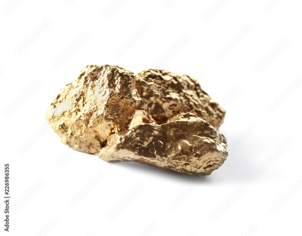 Obraz premium Gold nugget on white background