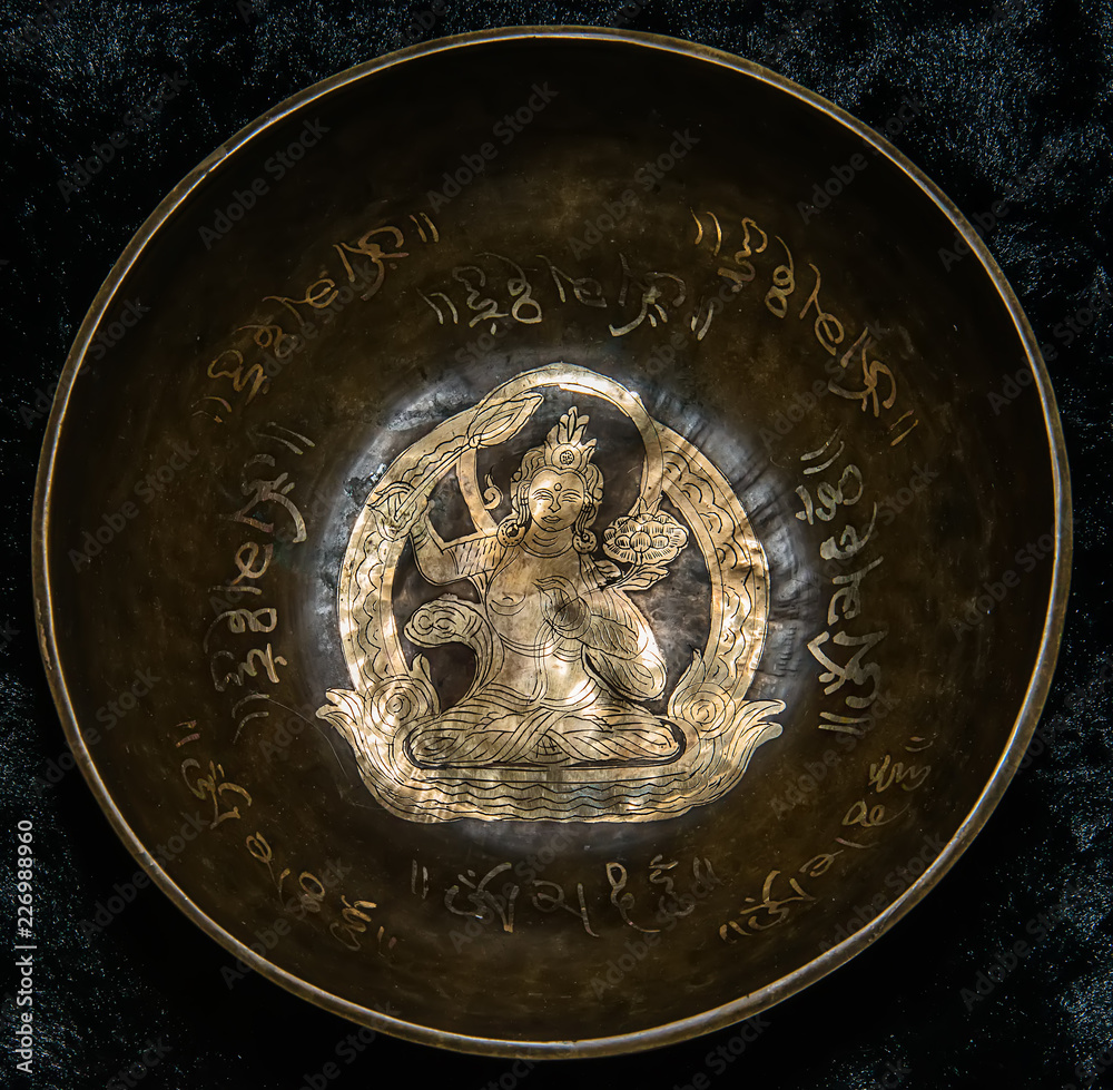 Fototapeta premium Tibetan handcrafted singing bowls. Tibetan sound massage.