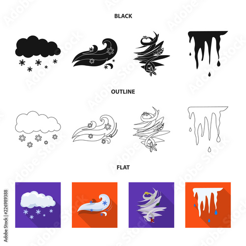 Vector illustration of weather and climate logo. Collection of weather and cloud vector icon for stock.