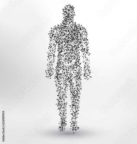 Abstract Molecule based human figure concept - Illustration of a human body made of dots and lines
