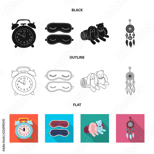 Vector illustration of dreams and night sign. Set of dreams and bedroom vector icon for stock.