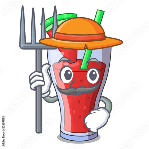 Farmer character tasty beverage fruit watermelon juice