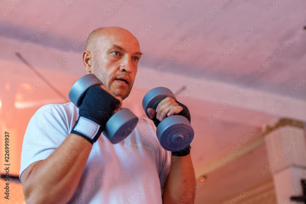 Boxing training in the gym, the concept of sports development