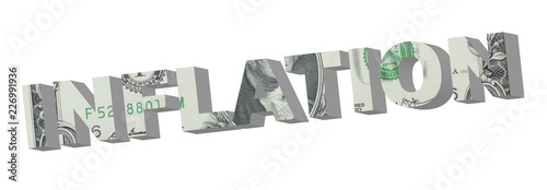 inflation 3d render illustration American dollar banknotes. Money texture. Isolated on white background
