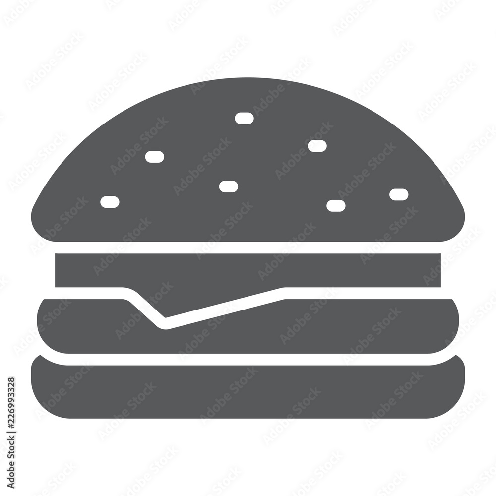 Hamburger glyph icon, food and bakery, fast food sign, vector graphics, a solid pattern on a white background. Hamburger glyph icon, food and bakery, fast food sign, vector graphics, a solid pattern on a white background.