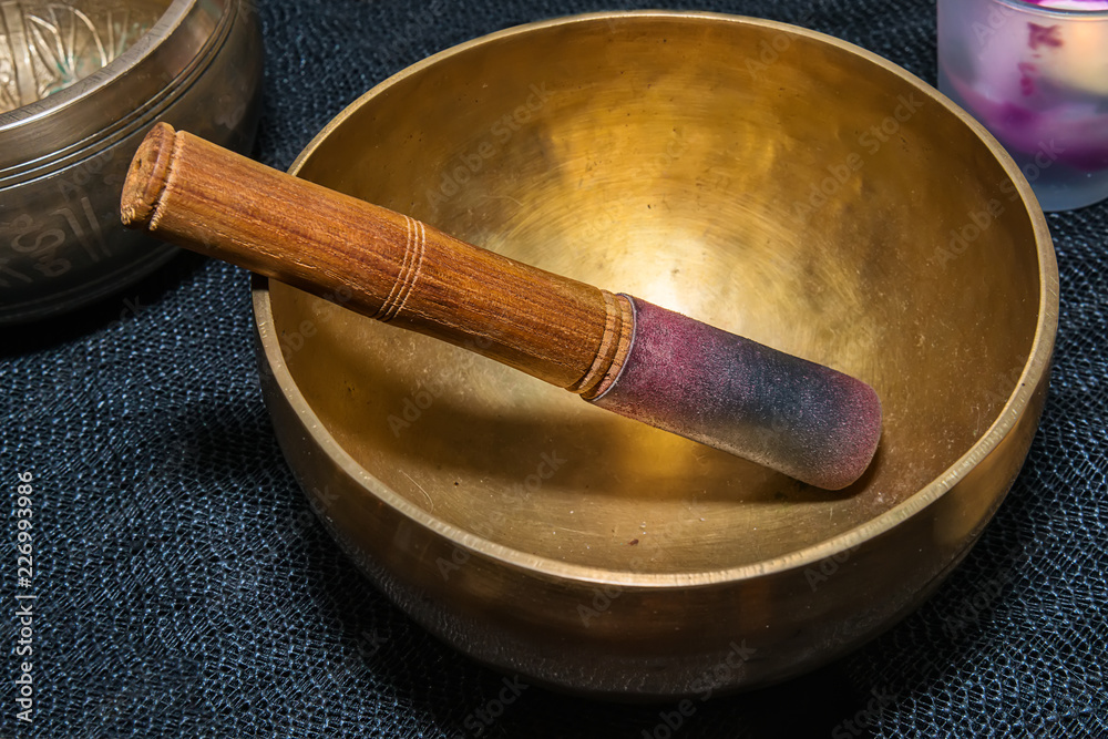 Fototapeta premium Tibetan handcrafted singing bowls. Tibetan sound massage.