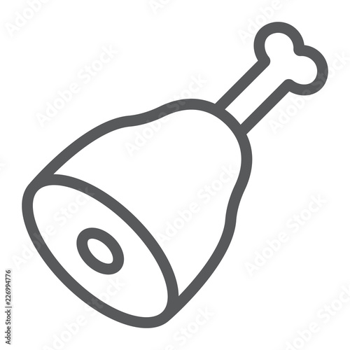 Leg of ham line icon, meal and food, meat sign, vector graphics, a linear pattern on a white background.