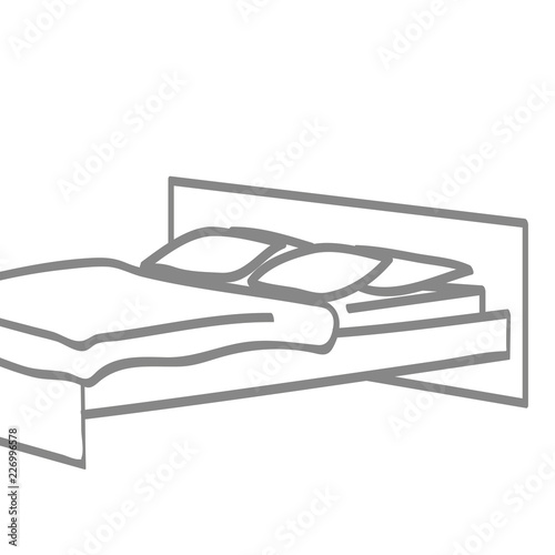 Handgezeichnetes Bett in grau