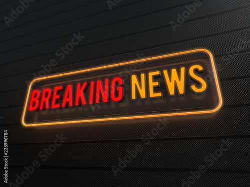 Breaking news text surrounded by a yellow neon border