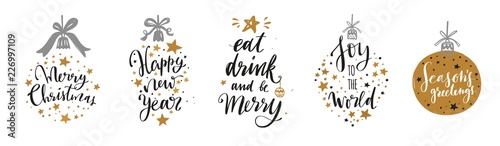 Christmas and New Year Lettering and Calligraphy phrases set