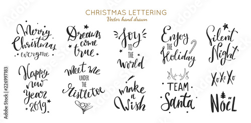 Christmas and New Year Lettering vector phrases