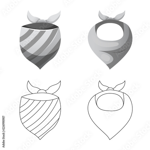 Isolated object of scarf and shawl logo. Collection of scarf and accessory stock vector illustration.
