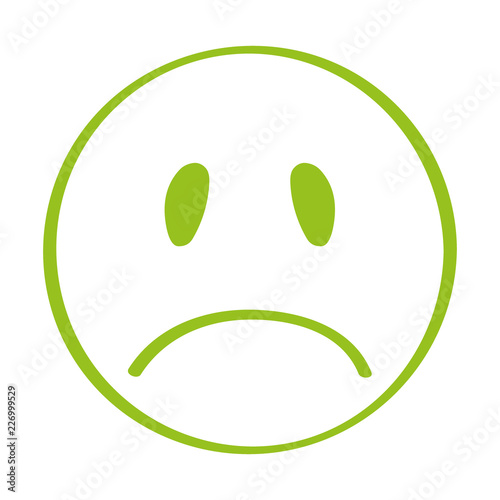 Handgezeichneter trauriger Smiley in hellgrün