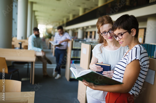 Group of college students studying