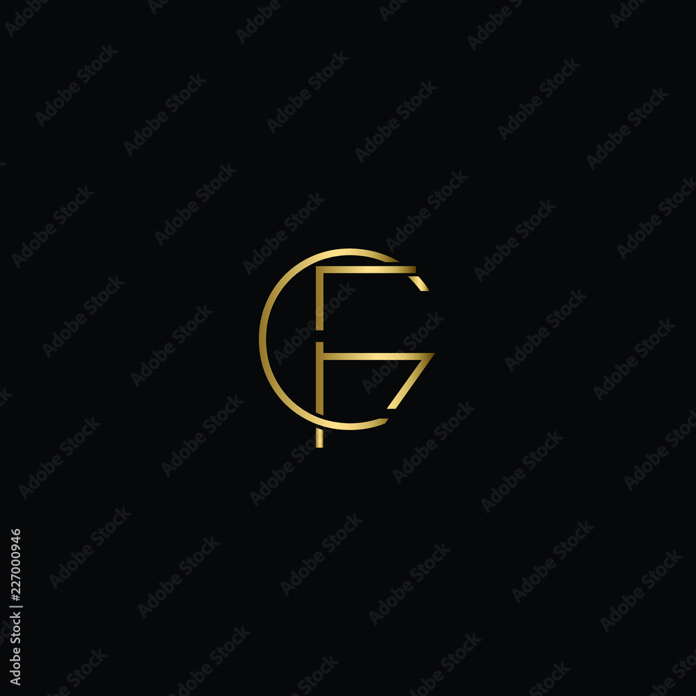 Letter GF Logo Design, Creative Minimal GF Logo Design Using Letter G F in Gold and Black Color Letter GF Logo Design, Creative Minimal GF Logo Design Using Letter G F in Gold and Black Color