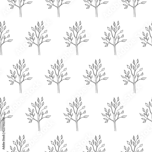 simple tree seamless pattern isolated on white background