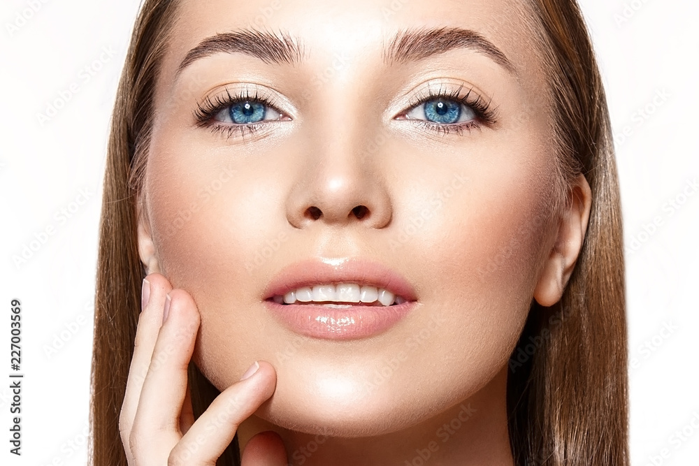 Beautiful woman portrait with fresh clear nude make up, healthy skin, skin care. Beautiful woman portrait with fresh clear nude make up, healthy skin, skin care.