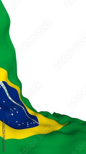 Waving flag of Brazil. Ordem e Progresso. Order and progress. Rio de Janeiro. South America. State symbol. 3D illustration