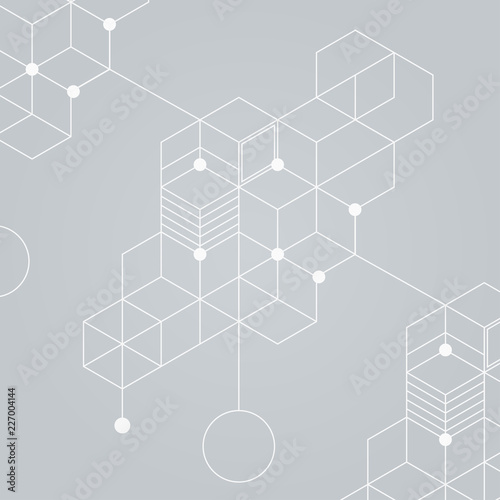 Vector abstract geometric background with square mesh lines and points.