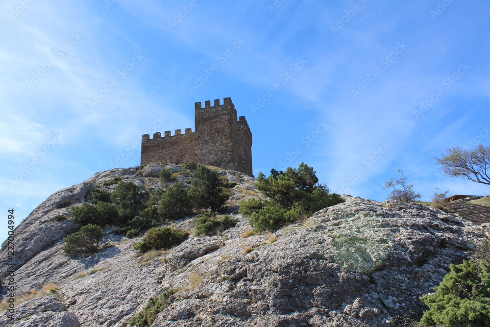 fortress, crimea, Sudak, attraction, Genoese, architecture,  landscape, building, old, city, ancient, view, europe, sky, travel, panorama, church, house, village, stone, town, castle, medieval, panora