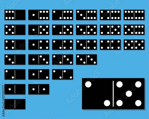 black domino template set, flat design vector