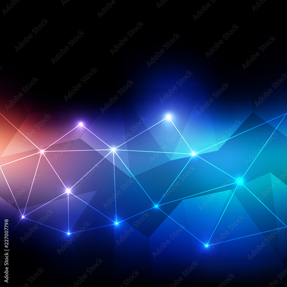Modern polygonal design - dark background with shiny lights Modern polygonal design - dark background with shiny lights