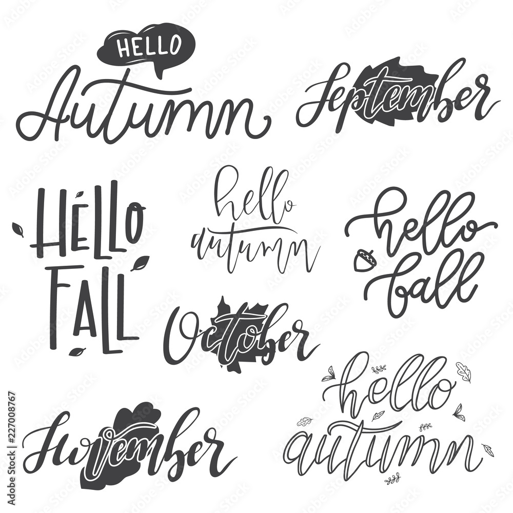 Set of autumn phrases.