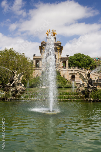 Ciutadella park in Barcelona with monument and fountain