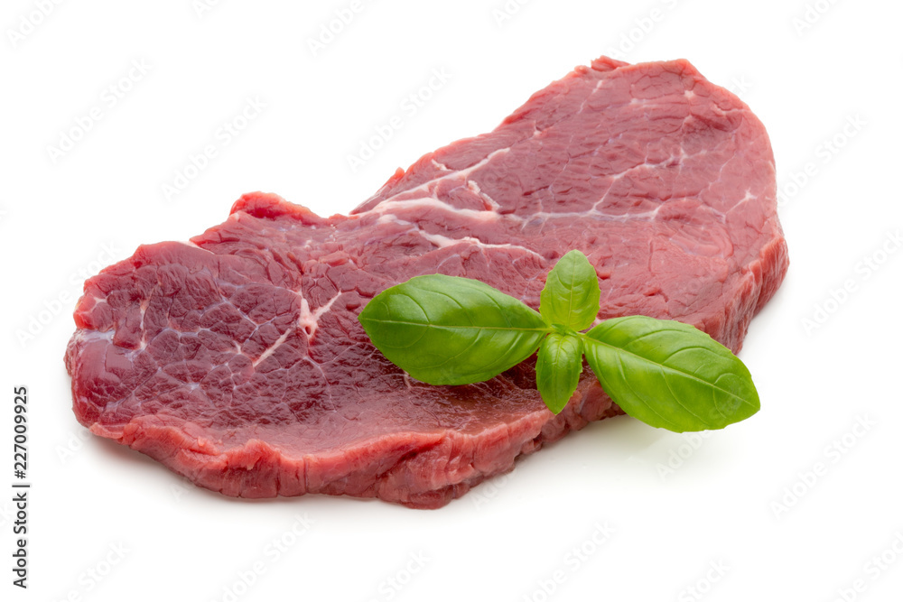 Fresh raw beef steak isolated on white. Fresh raw beef steak isolated on white.