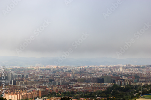 View on the Barcelona cloudy city from the Montjuic hill © Stepan