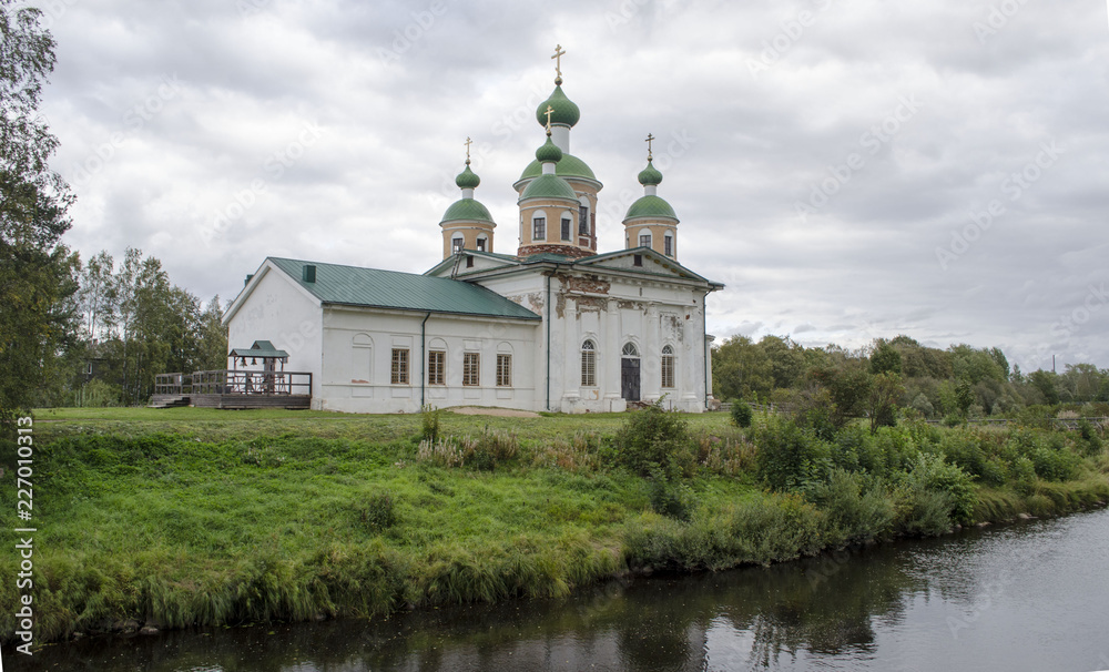 Smolensky Cathedral of Olonets located on a small island Mariam, lying below the confluence of the rivers Olonka and Megregi in Karelia Russia