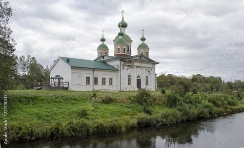 Smolensky Cathedral of Olonets located on a small island Mariam, lying below the confluence of the rivers Olonka and Megregi in Karelia Russia photo