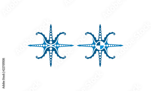 octopus compass logo icon vector