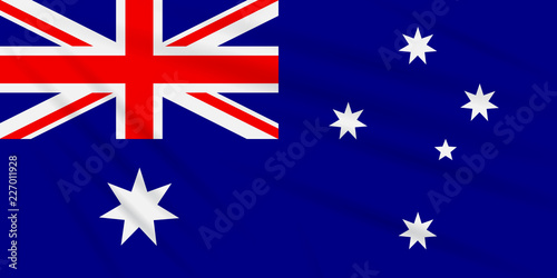 Flag Australia swaying in wind, realistic vector