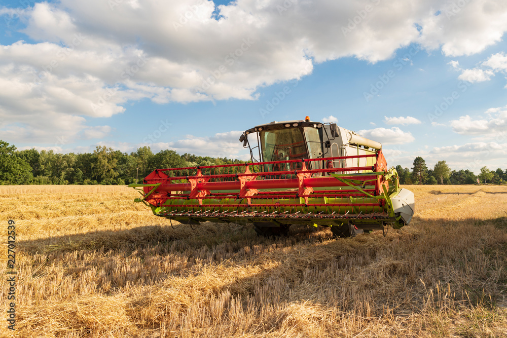 Fototapeta premium Mähdrescher auf einem Feld