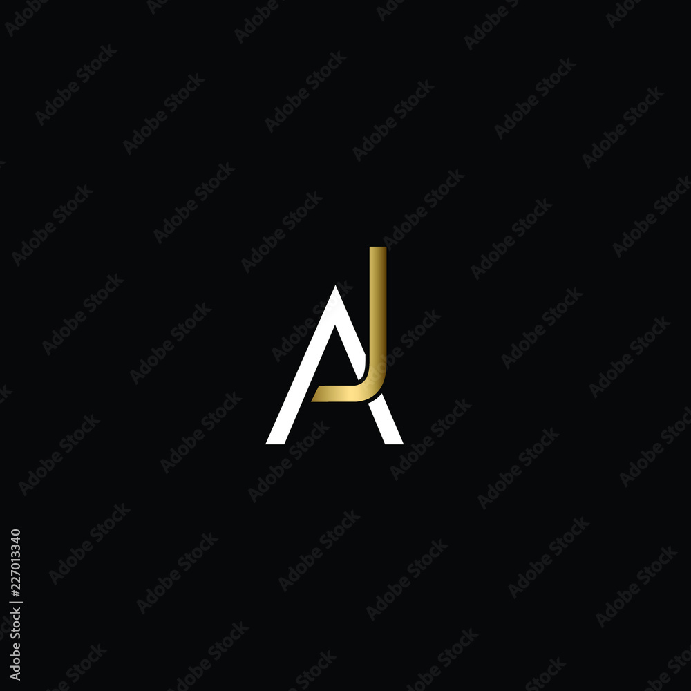 Minimal Solid Letter AJ Logo Design Using Letters A J In Vector Format Minimal Solid Letter AJ Logo Design Using Letters A J In Vector Format