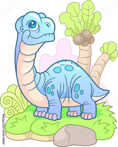 cartoon, cute dinosaur apatosaurus, funny illustration
