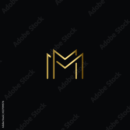 Letter M Logo Design, Creative Minimal M Logo Design in Gold and Black Color