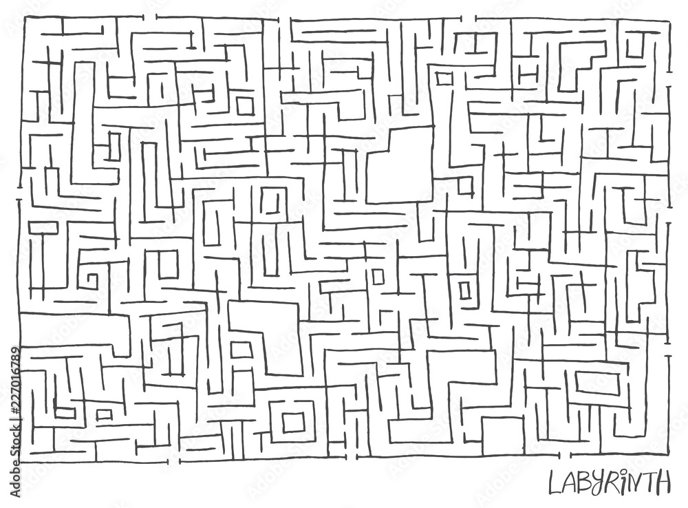 Hand drawn contour maze. Vector isolated illustration