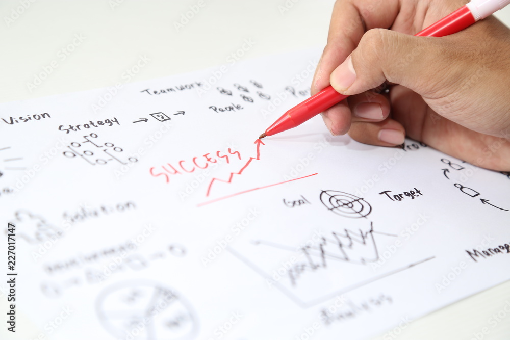 hand drawing business success graph hand drawing business success graph