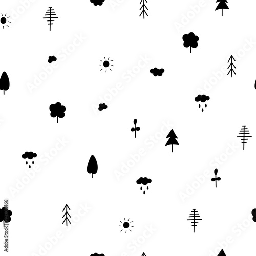 Forest Garden tree nature simple seamless pattern