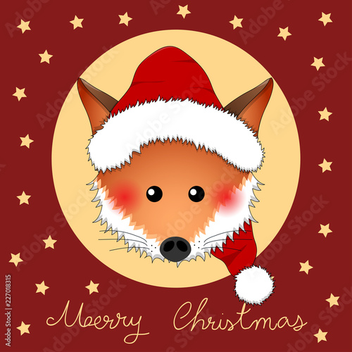 Red Fox Santa Claus on Red ...