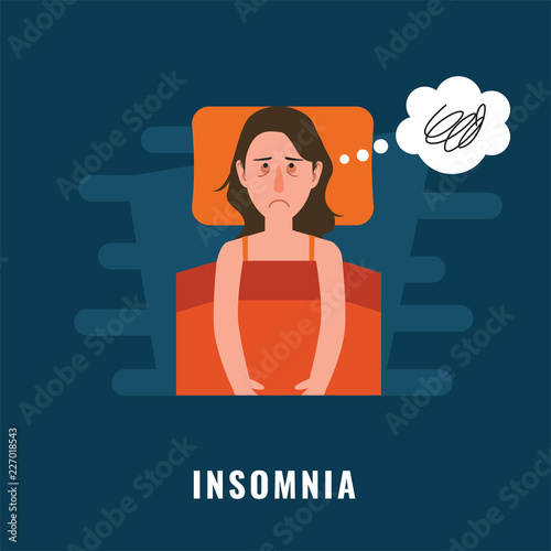 Insomnia. Sleeping disorder illustration