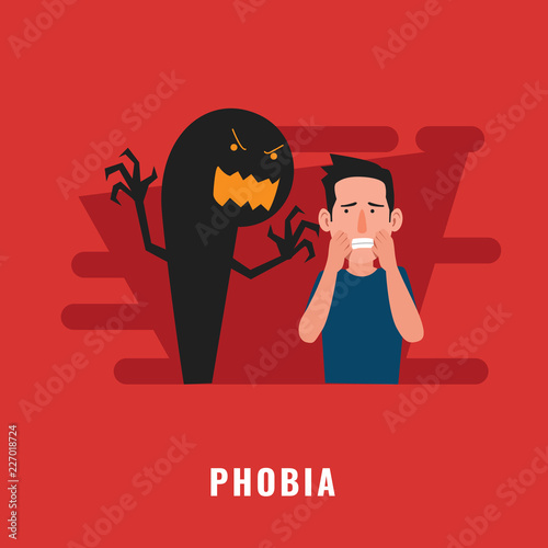 Phobia psychological disorder. Mental health illustration