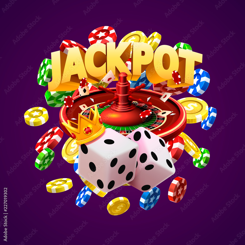 Jackpot casino big win collage banner. Vector illustration