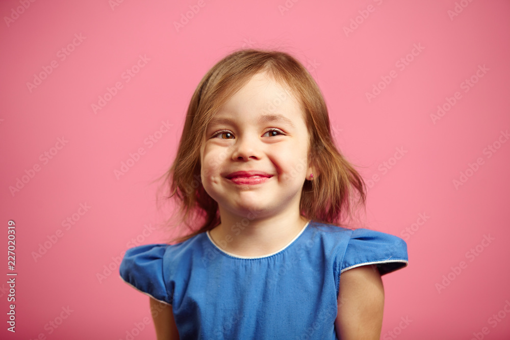 Discreet and shy laughter of little girl three years old. Discreet and shy laughter of little girl three years old.