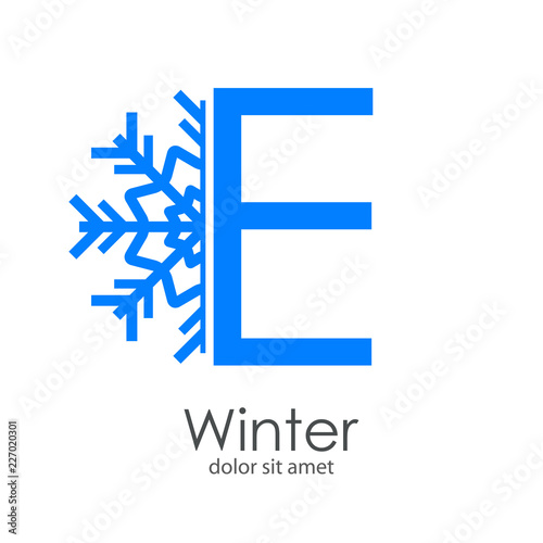 Logotipo letra E azul con estrella de frío 