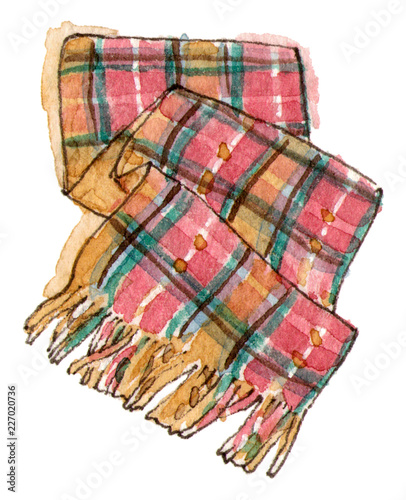 watercolor fashion sketch scarf. hand painted isolated illustration.