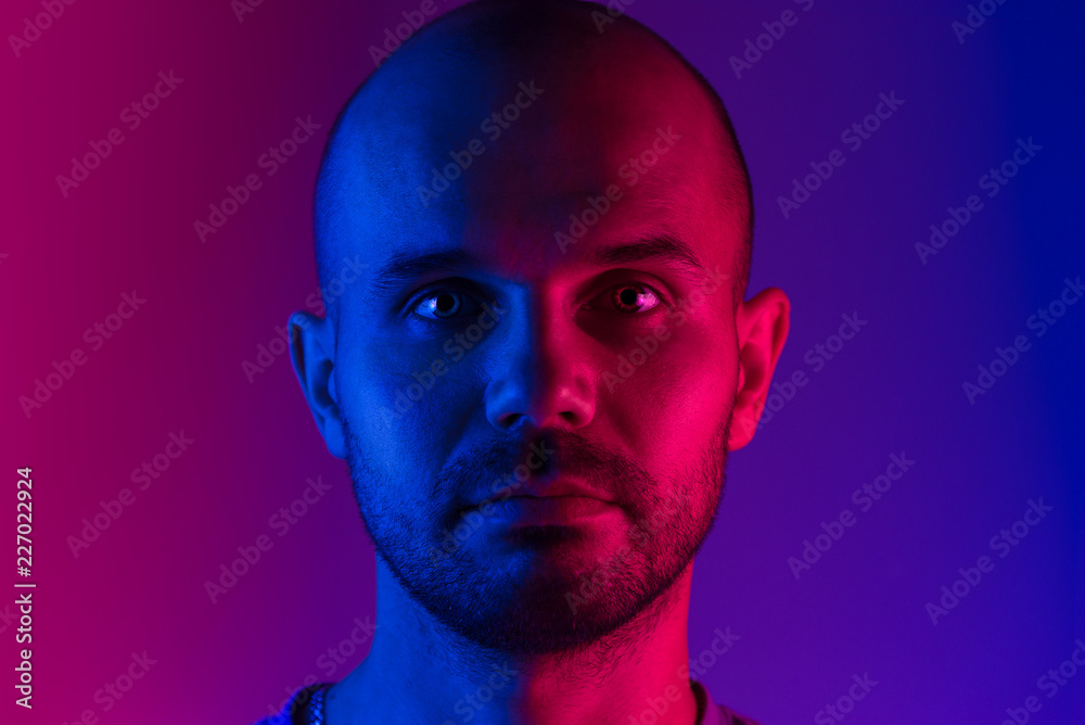 Portrait of a man. Dual tone lighting theme Stock Photo