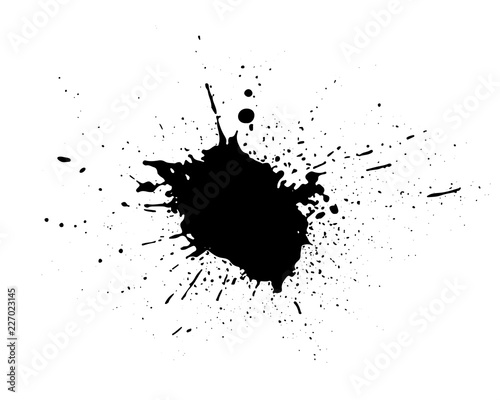 Grunge stains background. Ink splatter. Spray splashes backdrop. Liquid stains isolated. Paint brush strokes and drops texture. Abstract vector illustration.